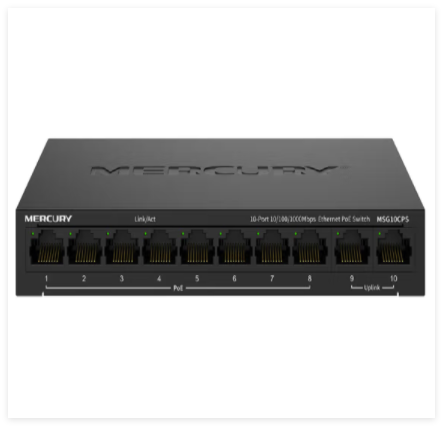 水星MSG10CPS 铁壳千兆8+2口POE交换机（65W）	
